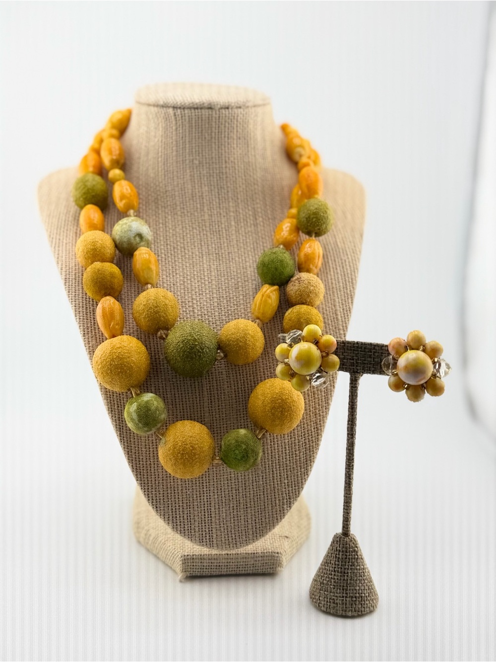 Bundle Vintage Double West Germany 🇩🇪 Necklace and Clip On Hong Kong Earrings